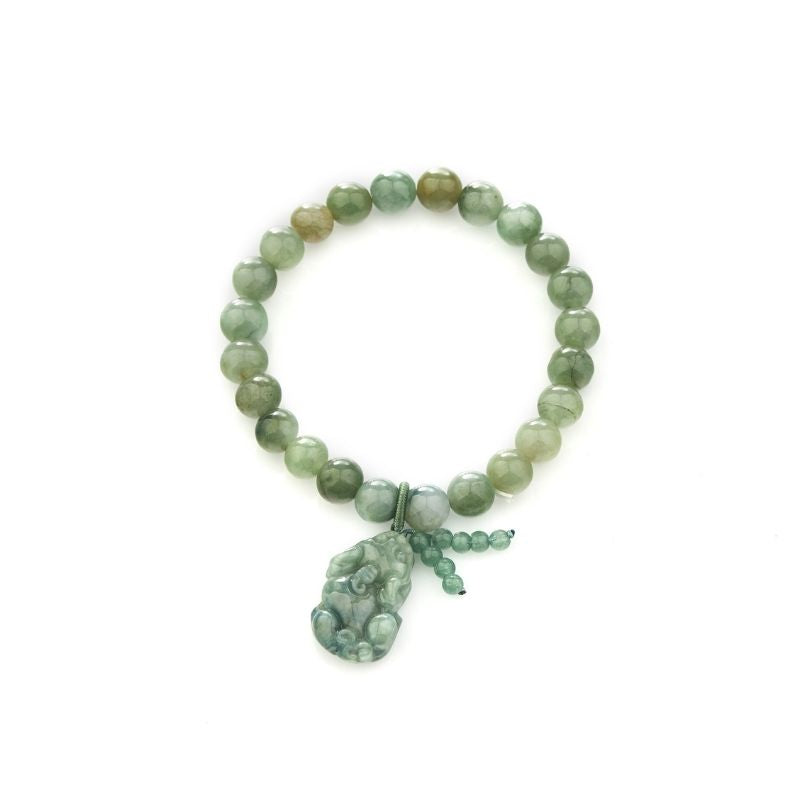 Grünes Jade Armband mit Pixiu - Für Wohlstand & Ruhe - Bracelet - TaoTempel