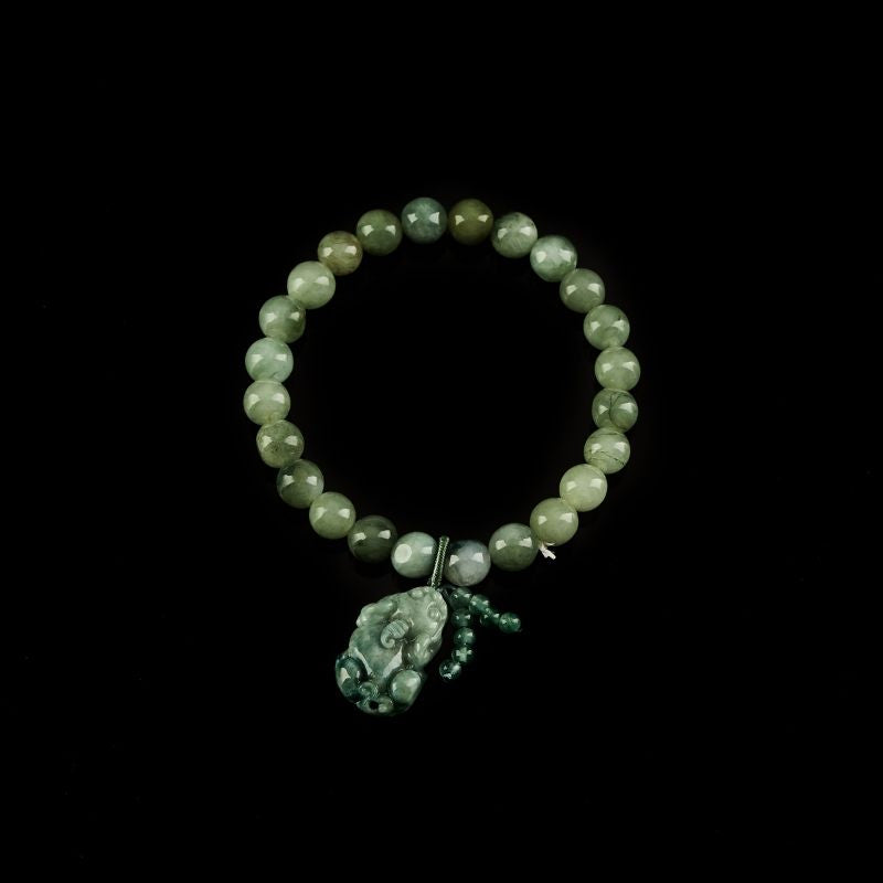 Grünes Jade Armband mit Pixiu - Für Wohlstand & Ruhe - Bracelet - TaoTempel