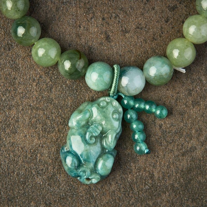 Grünes Jade Armband mit Pixiu - Für Wohlstand & Ruhe - Bracelet - TaoTempel
