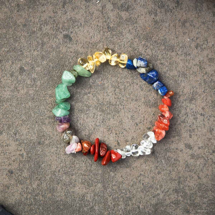 7 Chakra Unbearbeitetes Kristall Armband - Bracelet - TaoTempel