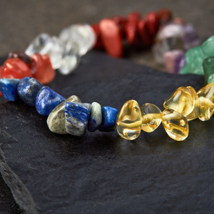 7 Chakra Unbearbeitetes Kristall Armband - Bracelet - TaoTempel