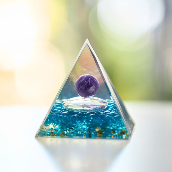Amethyst Orgonit Pyramide - Orgon Energie Generator - Home Decor - TaoTempel