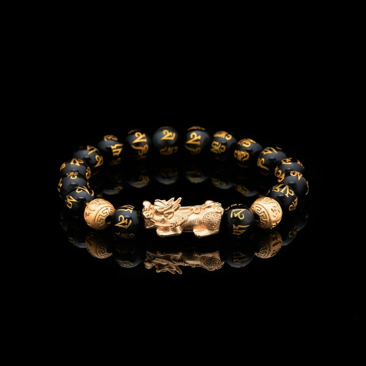 Feng Shui Pixiu Schwarzer Obsidian Armband - für Glück & Wohlstand - Bracelet - TaoTempel