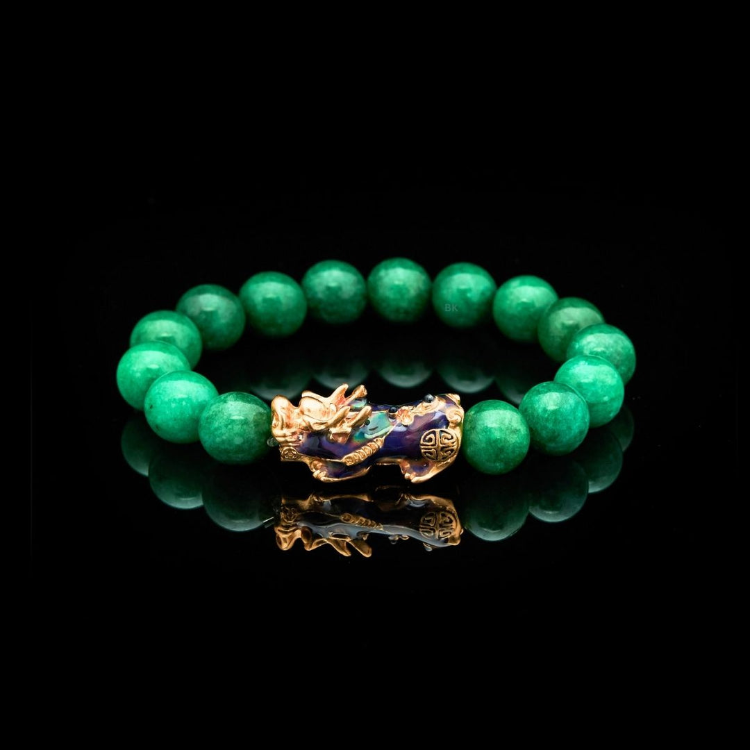 Grünes Jadearmband mit Pixiu - Überfluss & Schutz - Bracelet - TaoTempel