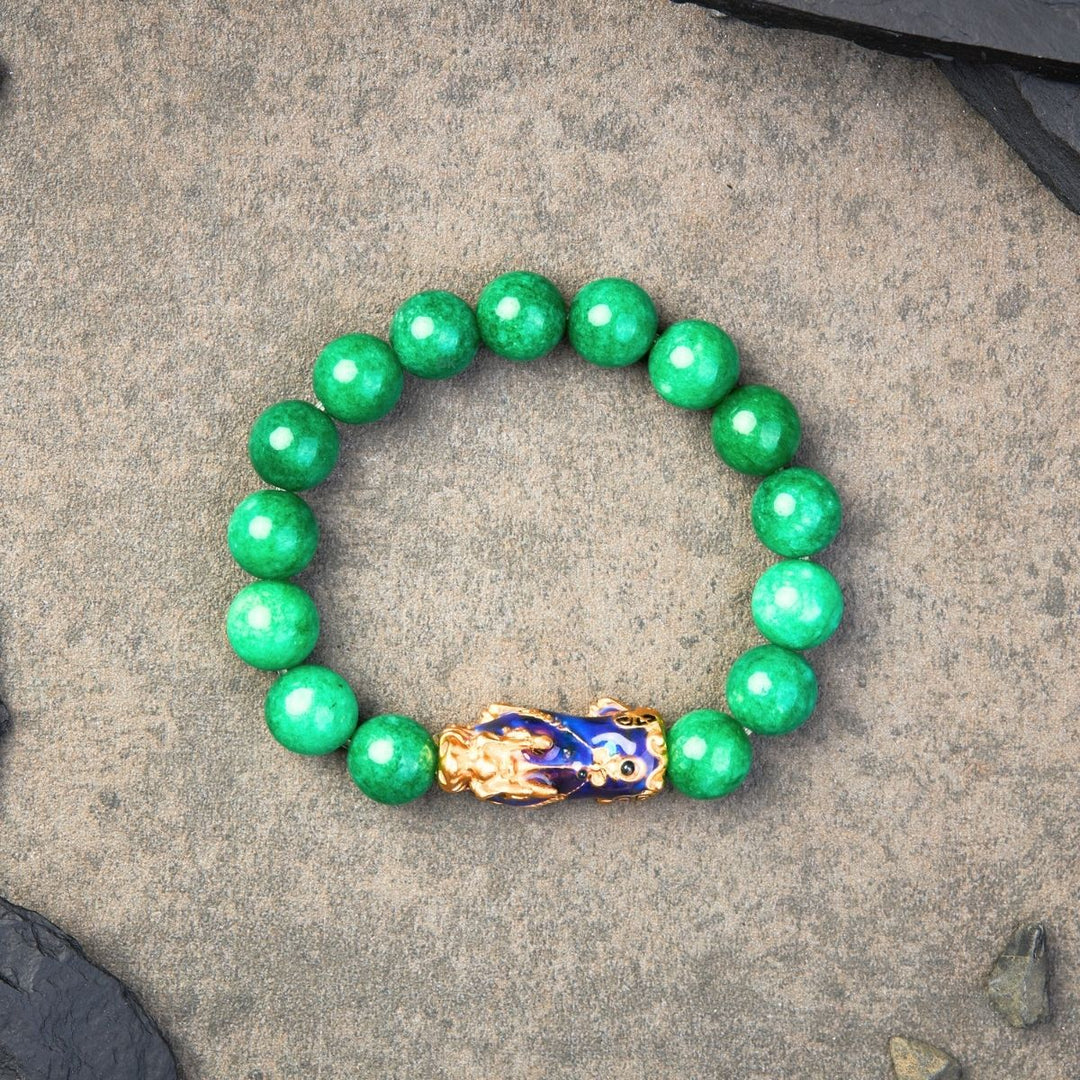 Grünes Jadearmband mit Pixiu - Überfluss & Schutz - Bracelet - TaoTempel