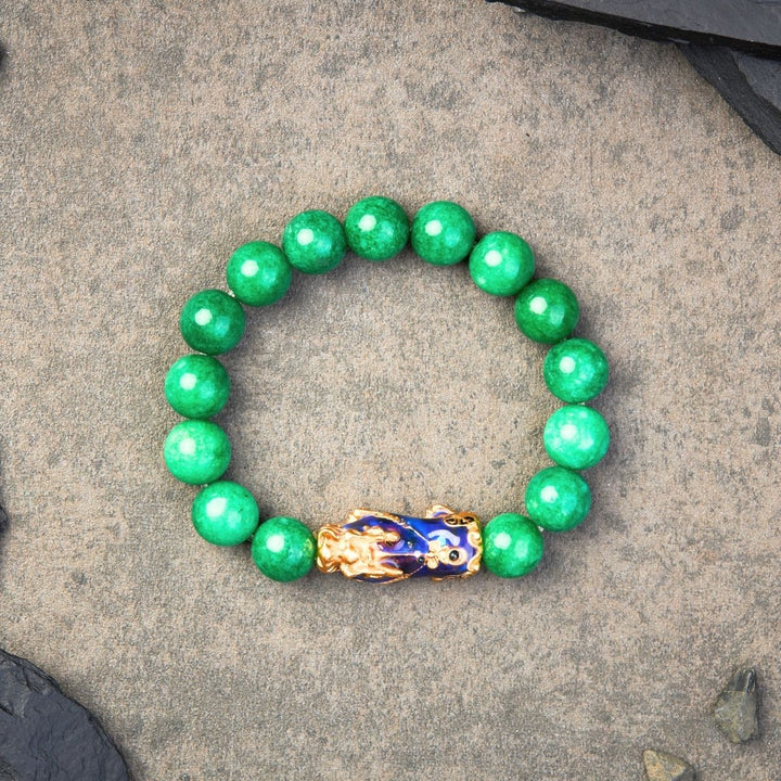Grünes Jadearmband mit Pixiu - Überfluss & Schutz - Bracelet - TaoTempel