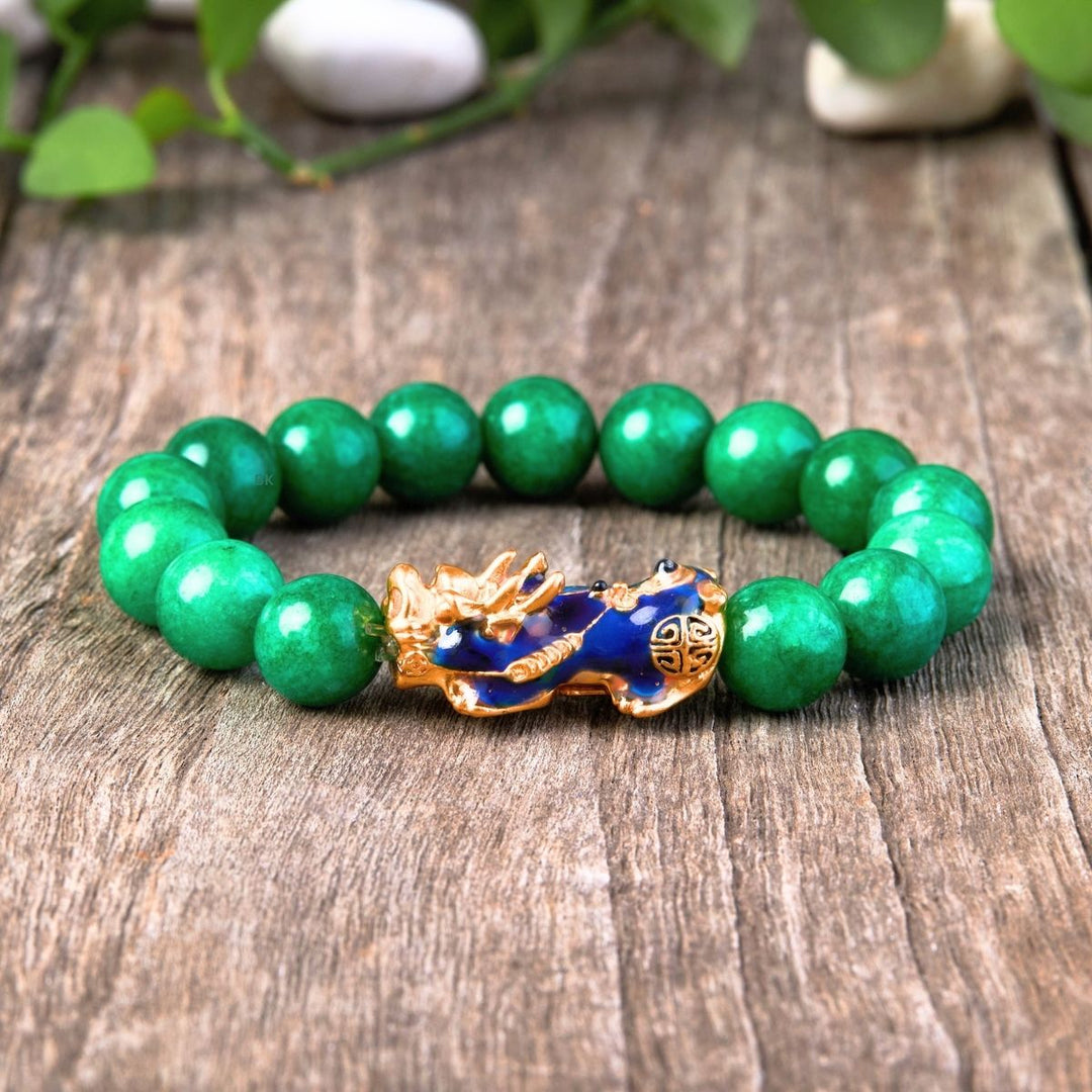 Grünes Jadearmband mit Pixiu - Überfluss & Schutz - Bracelet - TaoTempel