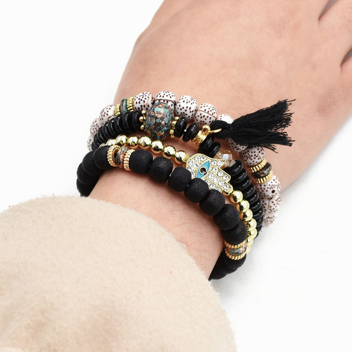 Hamsa Hand Böses Auge Boho Armband Set - Schutz gegen Bösen Blick - Bracelet - TaoTempel