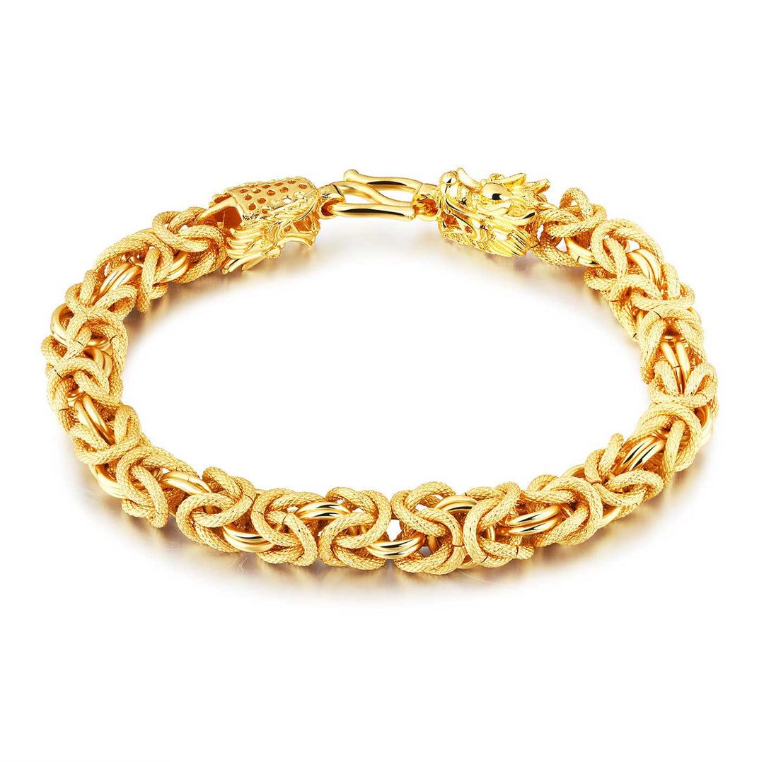 Doppelköpfiges Goldenes Drachen Armband - Bracelet - TaoTempel