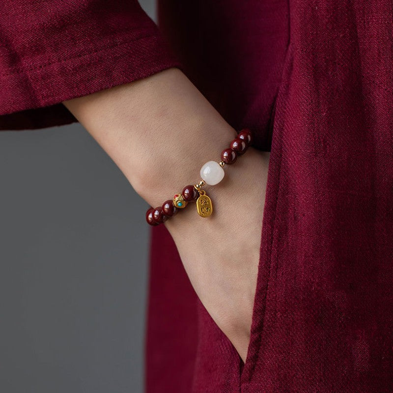 Glücksarmband aus rotem Zinnober - Bracelet - TaoTempel