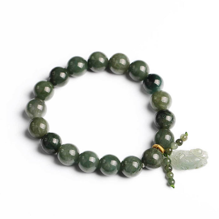 Grünes Jade Armband mit Pixiu - Für Wohlstand & Ruhe - Bracelet - TaoTempel