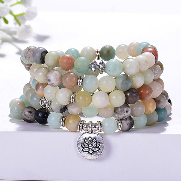 108 Amazonit Mala Perlen - Tibetische Gebetsperlen - Bracelet - TaoTempel