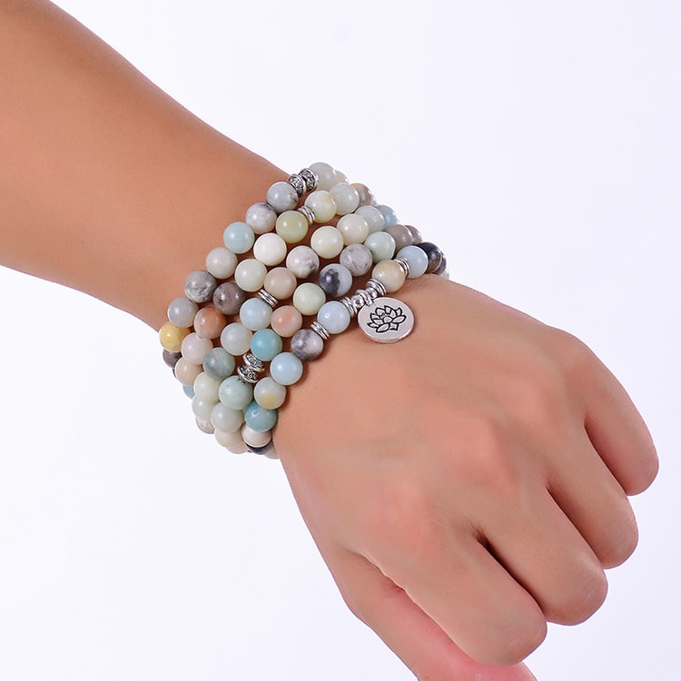 108 Amazonit Mala Perlen - Tibetische Gebetsperlen - Bracelet - TaoTempel