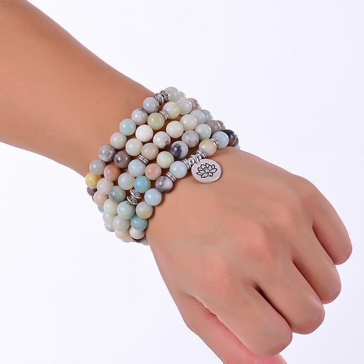 108 Amazonit Mala Perlen - Tibetische Gebetsperlen - Bracelet - TaoTempel