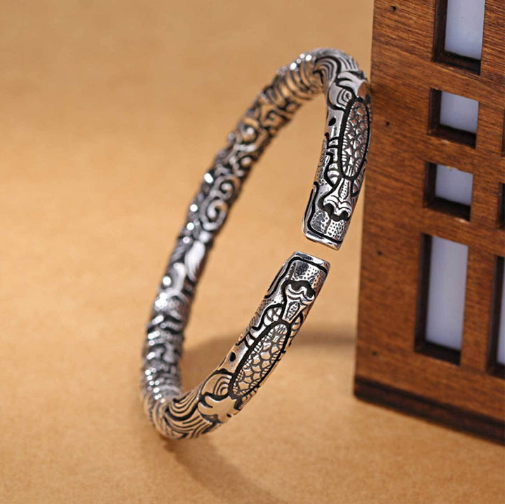 Antiker Silberner Drachen Armreif - Für Stärke - Bracelet - TaoTempel