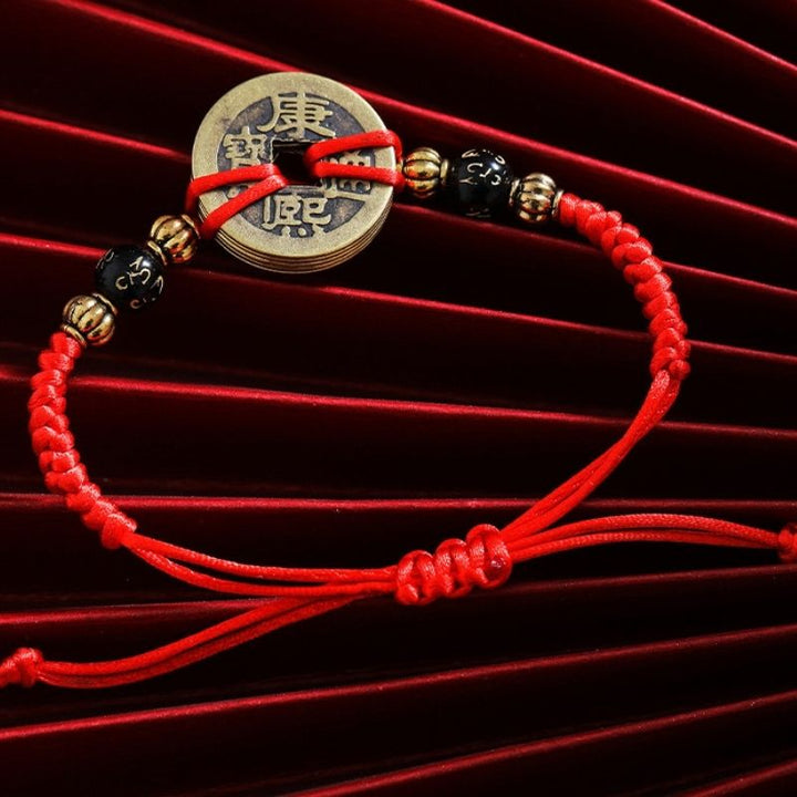 Armband mit Chinesischen Glücksmünzen - Feng Shui Kaisermünzen - Bracelet - TaoTempel