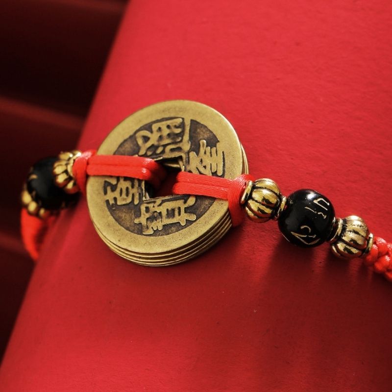 Armband mit Chinesischen Glücksmünzen - Feng Shui Kaisermünzen - Bracelet - TaoTempel