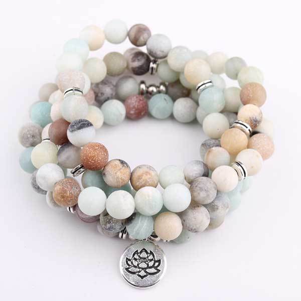 108 Amazonit Mala Perlen - Tibetische Gebetsperlen - Bracelet - TaoTempel