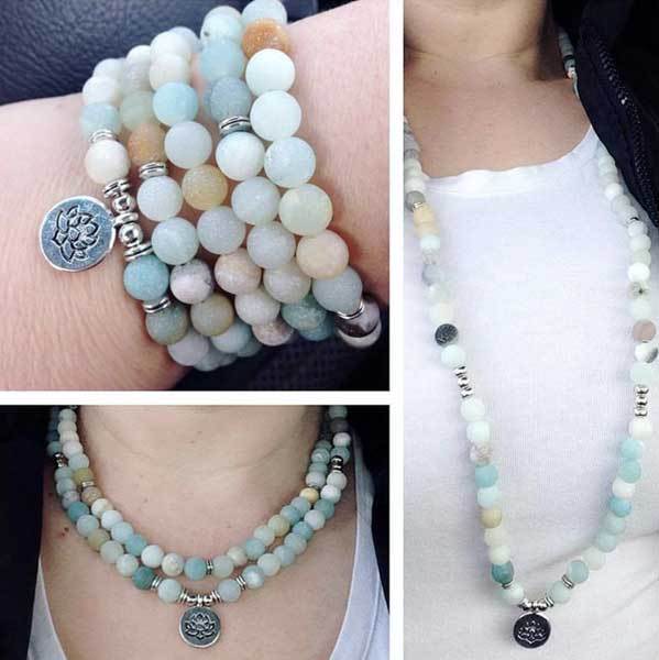 108 Amazonit Mala Perlen - Tibetische Gebetsperlen - Bracelet - TaoTempel