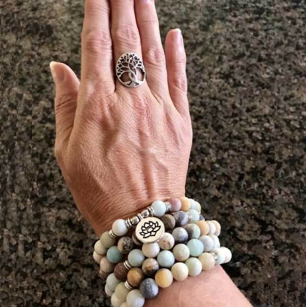 108 Amazonit Mala Perlen - Tibetische Gebetsperlen - Bracelet - TaoTempel