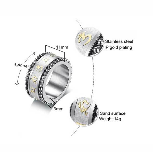 Buddhistischer Mantra Ring Sorgen Fidget Ring - gegen Angst - Ring - TaoTempel