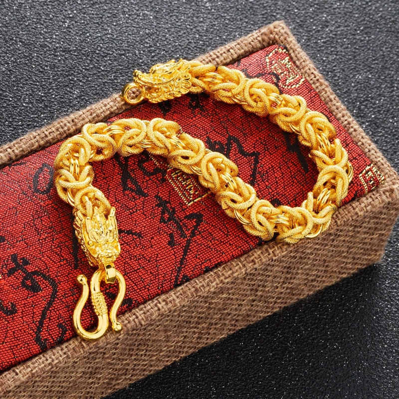Doppelköpfiges Goldenes Drachen Armband - Bracelet - TaoTempel
