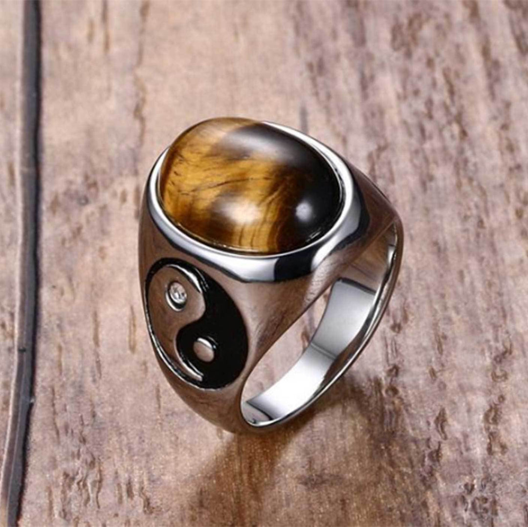 Yin Yang Schutzring aus Tigerauge - Ring - TaoTempel