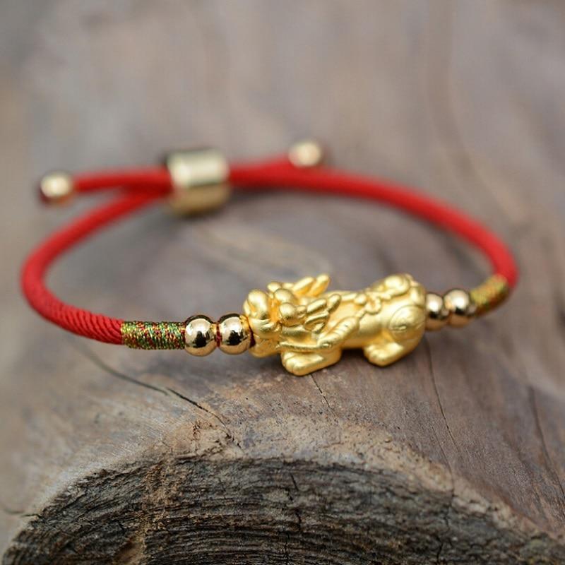 Rotes Kordelarmband mit Piyao-Anhänger - Bracelet - TaoTempel