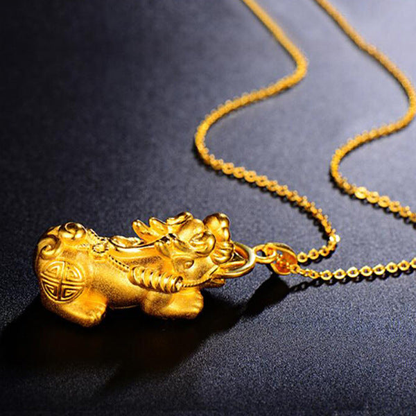 Goldene Pixiu Halskette Pixiu Anhänger - Necklace - TaoTempel