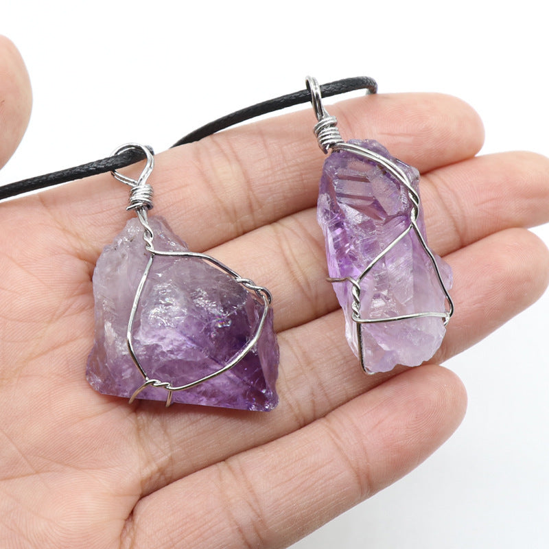 Roher Amethyst Anhänger Halskette - Für Klarheit & inneren Frieden - Necklace - TaoTempel