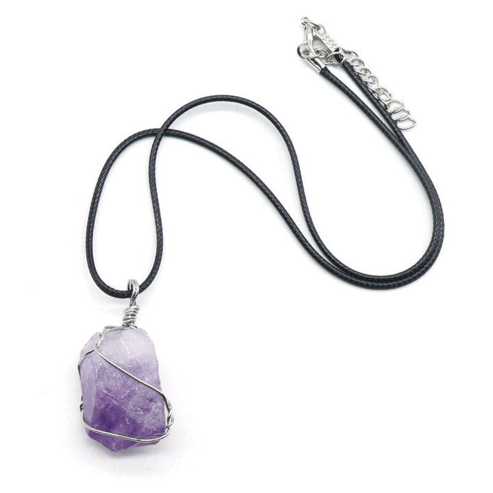 Roher Amethyst Anhänger Halskette - Für Klarheit & inneren Frieden - Necklace - TaoTempel