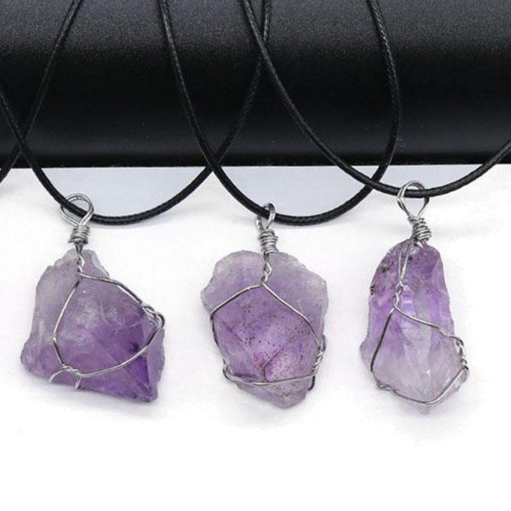 Roher Amethyst Anhänger Halskette - Für Klarheit & inneren Frieden - Necklace - TaoTempel