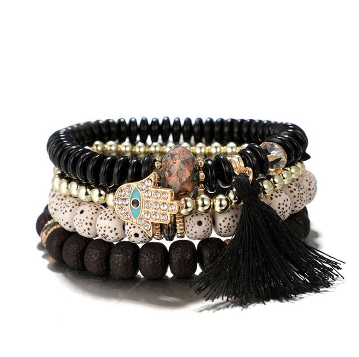 Hamsa Hand Böses Auge Boho Armband Set - Schutz gegen Bösen Blick - Bracelet - TaoTempel
