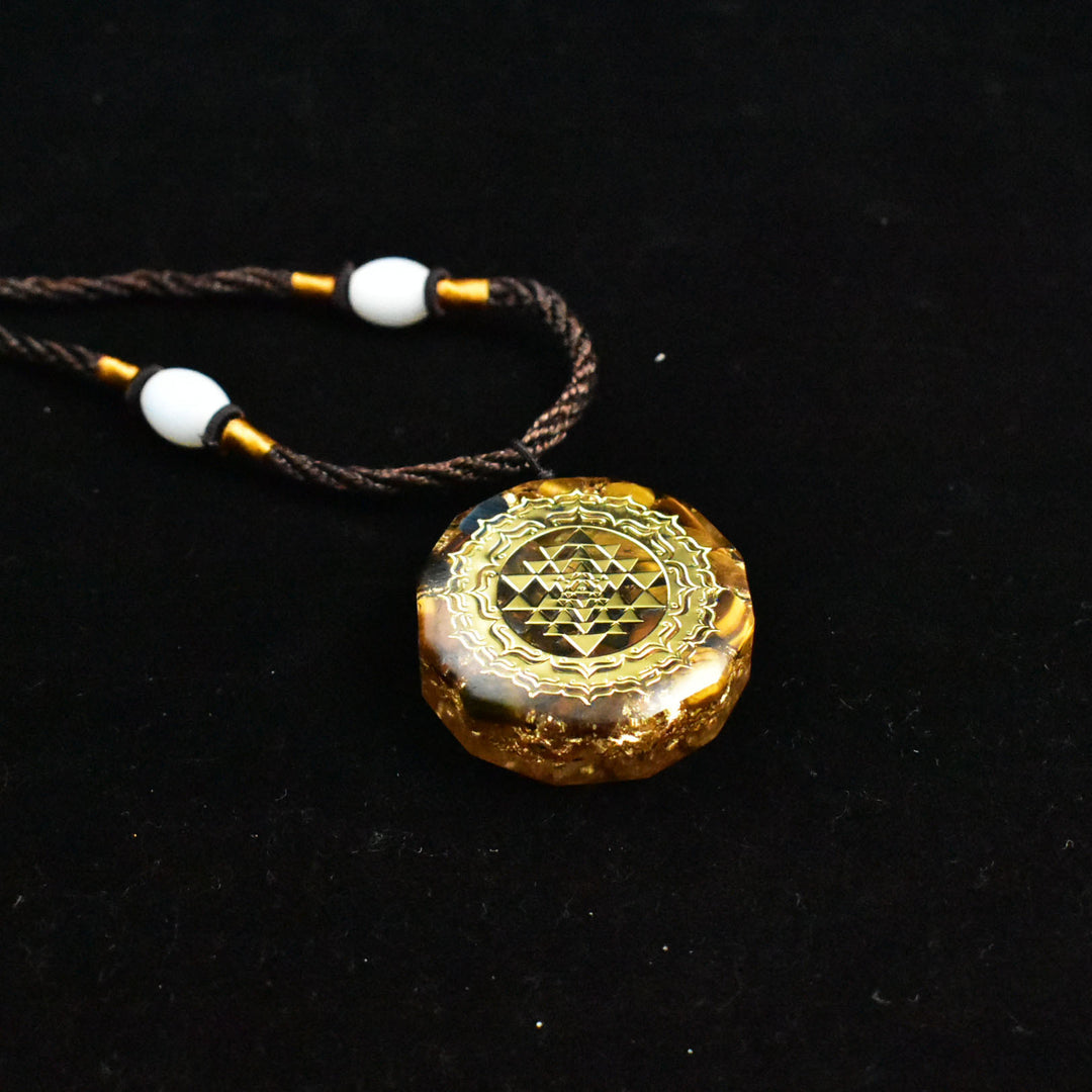 Heilige Sri Yantra Orgonit Halskette - Tigerauge - Necklace - TaoTempel