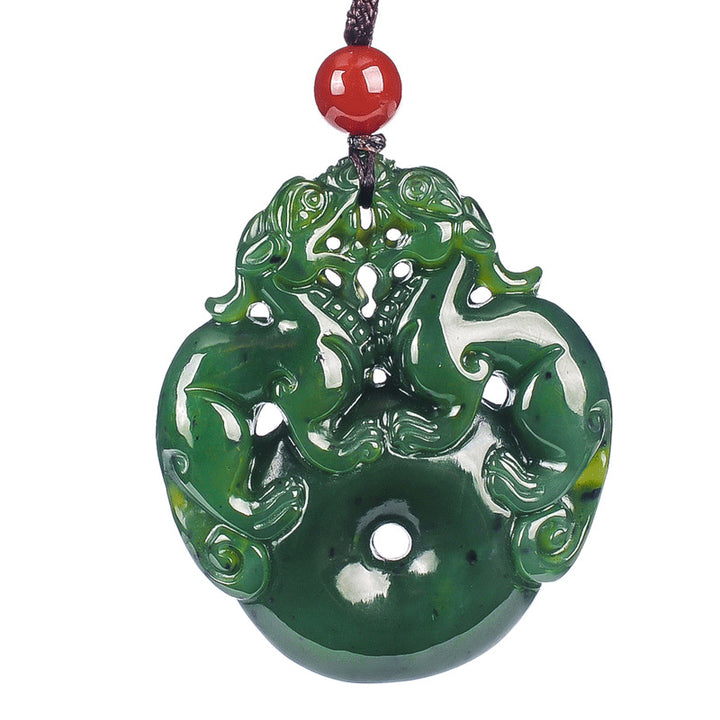Hetian Jade Pixiu Halskette - Verdopple die Energie des Reichtums - Necklace - TaoTempel
