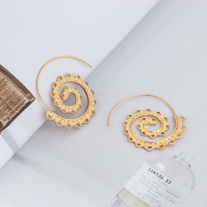 Spiralförmige Hippie Ohrringe - Große Statement Ohrringe - Earrings - TaoTempel