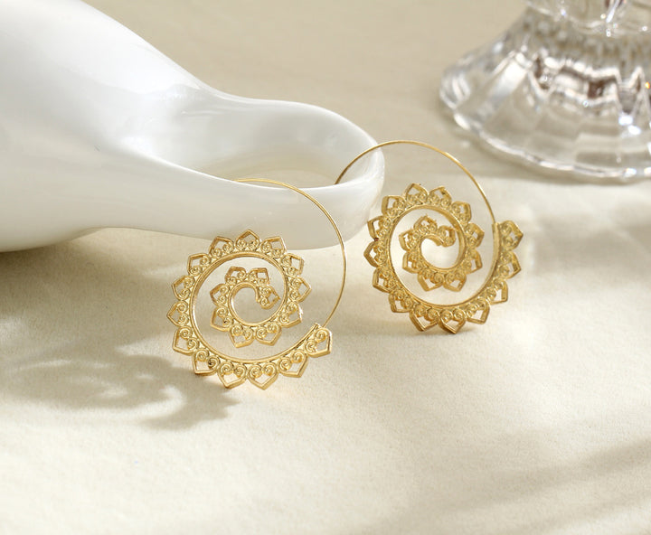 Spiralförmige Hippie Ohrringe - Große Statement Ohrringe - Earrings - TaoTempel