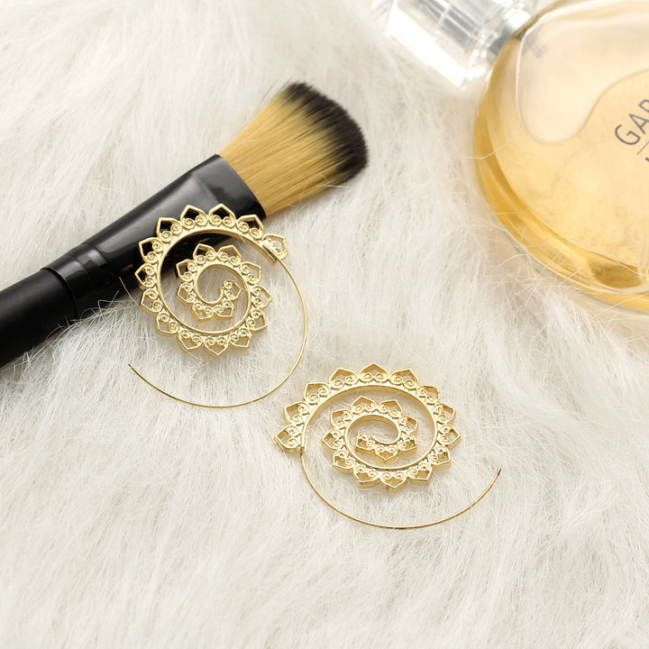 Spiralförmige Hippie Ohrringe - Große Statement Ohrringe - Earrings - TaoTempel