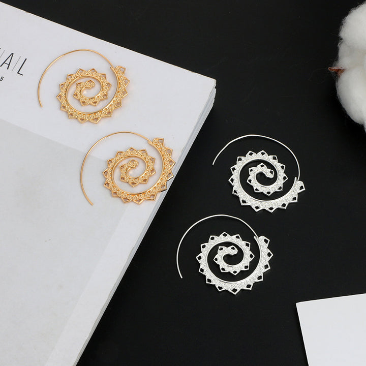 Spiralförmige Hippie Ohrringe - Große Statement Ohrringe - Earrings - TaoTempel