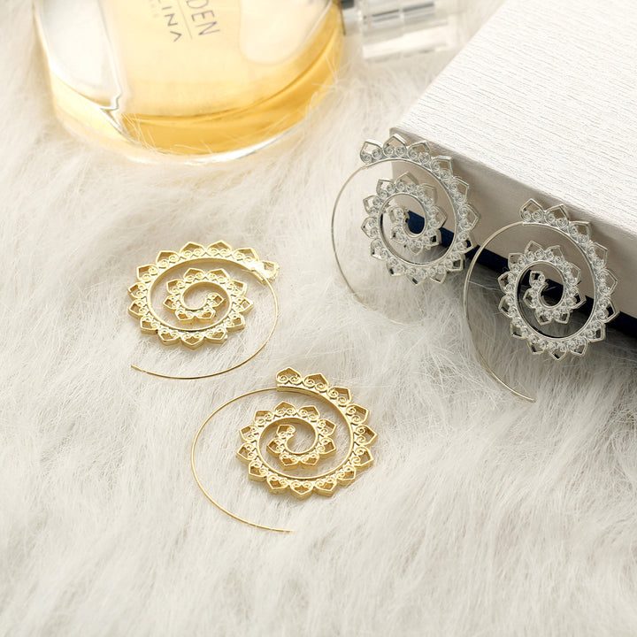 Spiralförmige Hippie Ohrringe - Große Statement Ohrringe - Earrings - TaoTempel