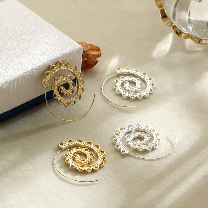 Spiralförmige Hippie Ohrringe - Große Statement Ohrringe - Earrings - TaoTempel