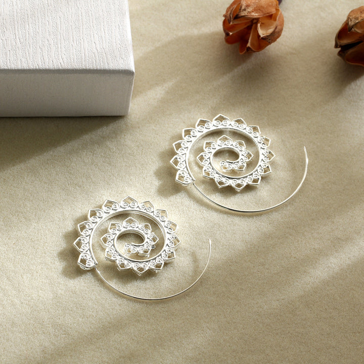 Spiralförmige Hippie Ohrringe - Große Statement Ohrringe - Earrings - TaoTempel