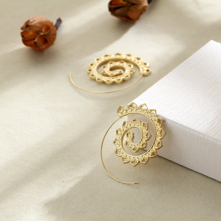 Spiralförmige Hippie Ohrringe - Große Statement Ohrringe - Earrings - TaoTempel