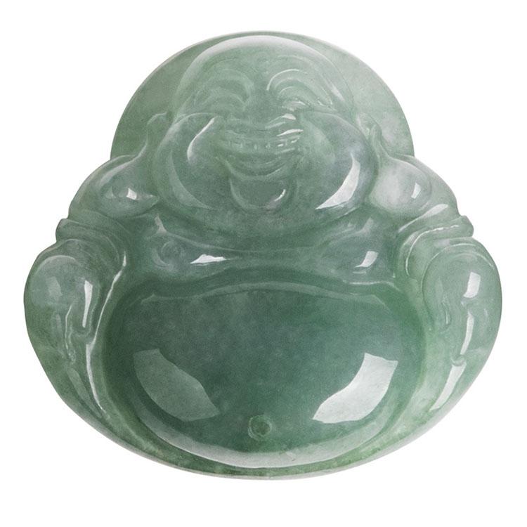 Jade-Kette mit lachendem Buddha - Für Zufriedenheit - Necklace - TaoTempel