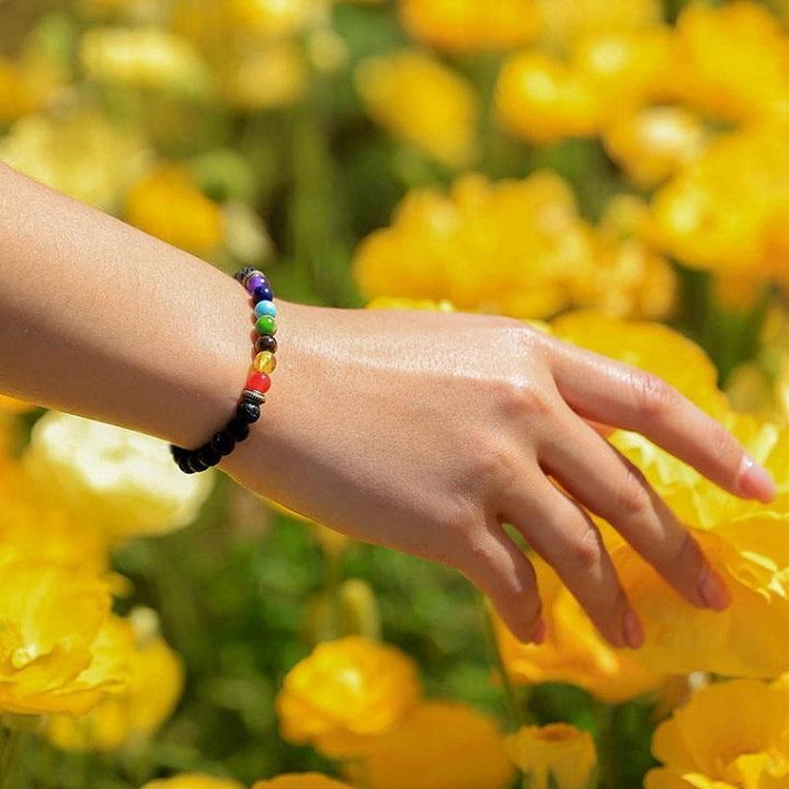 7 Chakra Lavastein Armband - Diffusor für ätherische Öle - Bracelet - TaoTempel