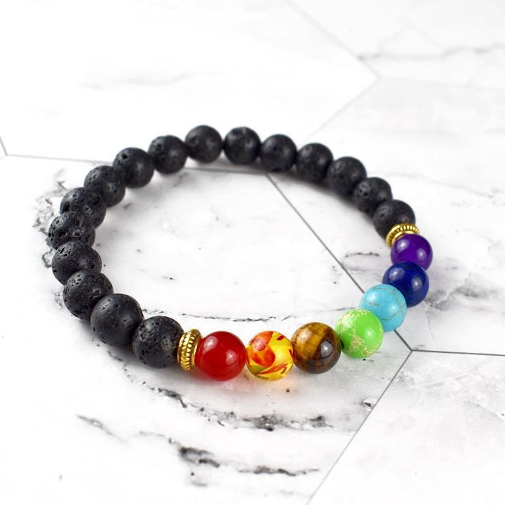 7 Chakra Lavastein Armband - Diffusor für ätherische Öle - Bracelet - TaoTempel