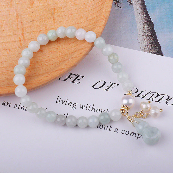 Hellgrünes Jade Wu Lou Amulett Armband - Bracelet - TaoTempel
