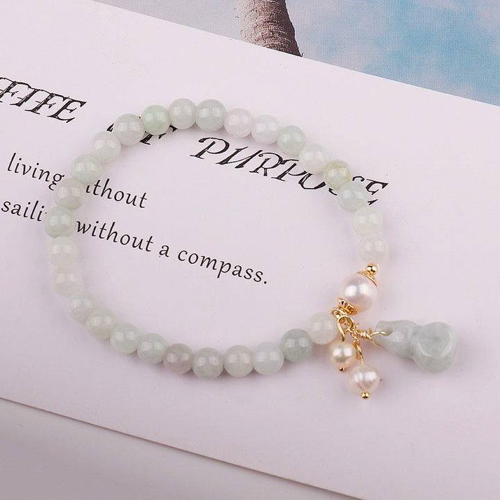 Hellgrünes Jade Wu Lou Amulett Armband - Bracelet - TaoTempel