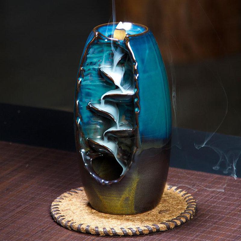 Räucherwasserfall Weihrauchbrenner mit Rückfluss im Bergfluss-Design - Incense Burner - TaoTempel