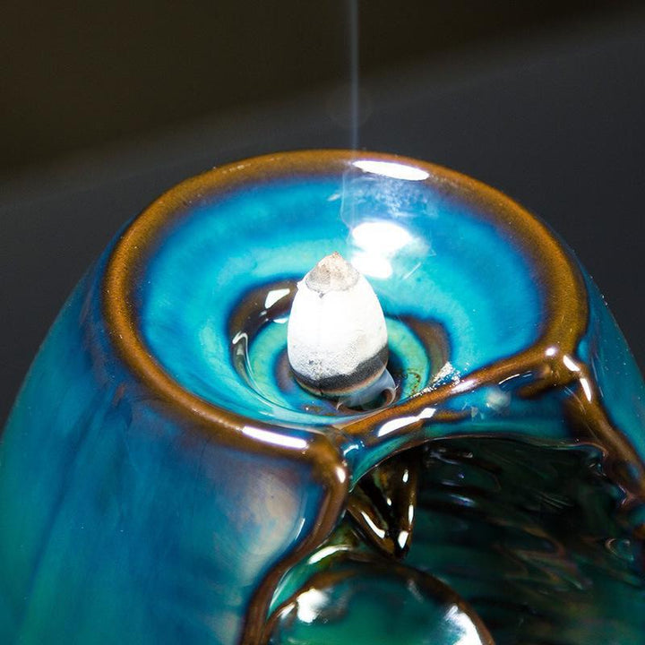 Räucherwasserfall Weihrauchbrenner mit Rückfluss im Bergfluss-Design - Incense Burner - TaoTempel